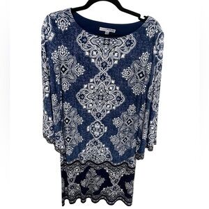 Max Studio New York Navy and White Patterned Dress.